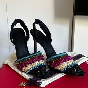 Tory Burch Isle Beaded Slingback 105mm Pump, Black